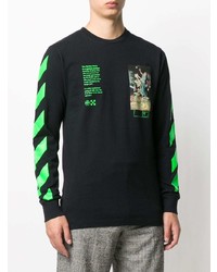 schwarzes bedrucktes Langarmshirt von Off-White