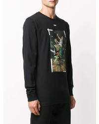 schwarzes bedrucktes Langarmshirt von Off-White