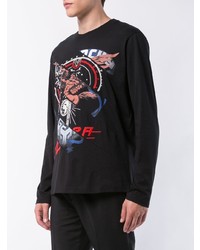 schwarzes bedrucktes Langarmshirt von Givenchy