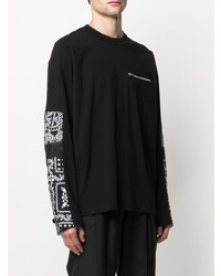 schwarzes bedrucktes Langarmshirt von Sacai