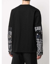 schwarzes bedrucktes Langarmshirt von Sacai