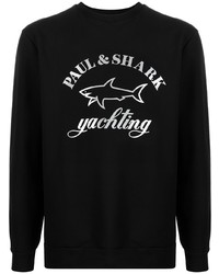 schwarzes bedrucktes Langarmshirt von Paul & Shark