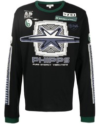 schwarzes bedrucktes Langarmshirt von Phipps