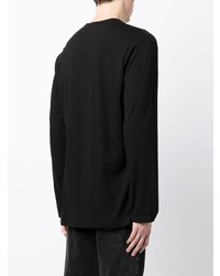 schwarzes bedrucktes Langarmshirt von Yohji Yamamoto