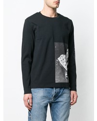 schwarzes bedrucktes Langarmshirt von Calvin Klein Jeans