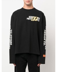 schwarzes bedrucktes Langarmshirt von Heron Preston