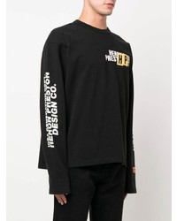 schwarzes bedrucktes Langarmshirt von Heron Preston