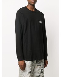 schwarzes bedrucktes Langarmshirt von Stussy