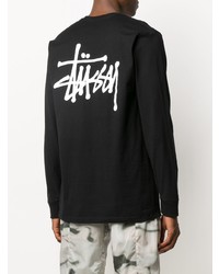 schwarzes bedrucktes Langarmshirt von Stussy