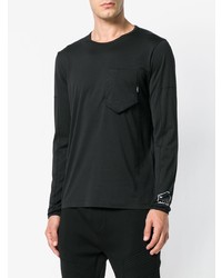 schwarzes bedrucktes Langarmshirt von Stone Island Shadow Project