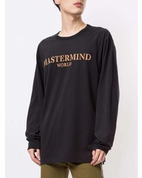 schwarzes bedrucktes Langarmshirt von Mastermind World