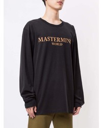 schwarzes bedrucktes Langarmshirt von Mastermind World