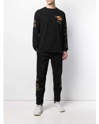 schwarzes bedrucktes Langarmshirt von Maharishi