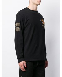 schwarzes bedrucktes Langarmshirt von Maharishi