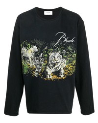 schwarzes bedrucktes Langarmshirt von Rhude