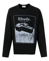 schwarzes bedrucktes Langarmshirt von Rhude