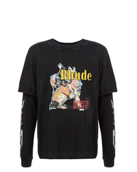 schwarzes bedrucktes Langarmshirt von Rhude