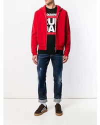 schwarzes bedrucktes Langarmshirt von DSQUARED2