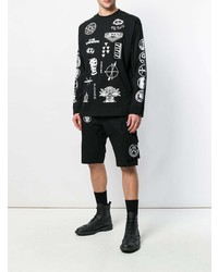 schwarzes bedrucktes Langarmshirt von Ktz