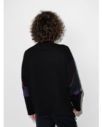 schwarzes bedrucktes Langarmshirt von Liam Hodges