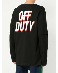 schwarzes bedrucktes Langarmshirt von Off Duty