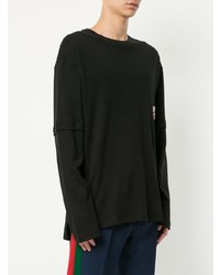 schwarzes bedrucktes Langarmshirt von Off Duty