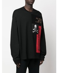 schwarzes bedrucktes Langarmshirt von Mastermind Japan