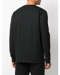 schwarzes bedrucktes Langarmshirt von Alexander McQueen