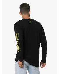 schwarzes bedrucktes Langarmshirt von Marcelo Burlon County of Milan