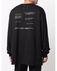 schwarzes bedrucktes Langarmshirt von Takahiromiyashita The Soloist