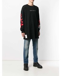 schwarzes bedrucktes Langarmshirt von Diesel