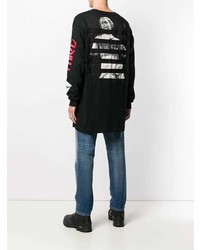 schwarzes bedrucktes Langarmshirt von Diesel