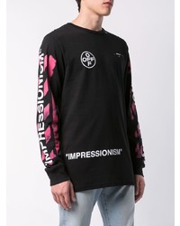 schwarzes bedrucktes Langarmshirt von Off-White