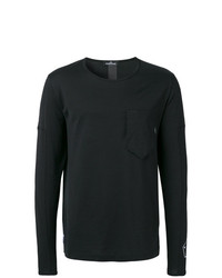 schwarzes bedrucktes Langarmshirt von Stone Island Shadow Project