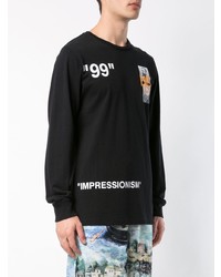 schwarzes bedrucktes Langarmshirt von Off-White