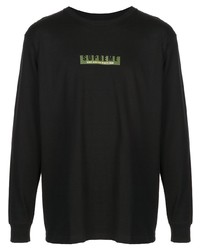 schwarzes bedrucktes Langarmshirt von Supreme