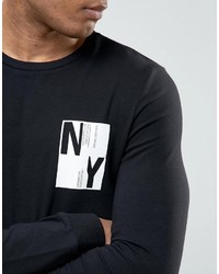 schwarzes bedrucktes Langarmshirt von Asos