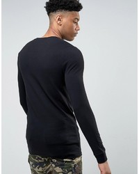 schwarzes bedrucktes Langarmshirt von Asos