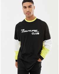 schwarzes bedrucktes Langarmshirt von The Couture Club