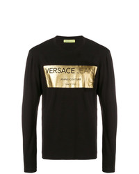 schwarzes bedrucktes Langarmshirt von Versace Jeans