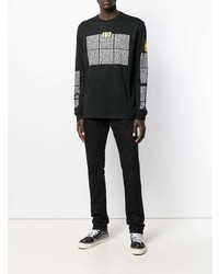 schwarzes bedrucktes Langarmshirt von Diesel