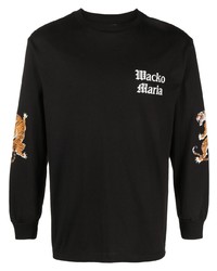 schwarzes bedrucktes Langarmshirt von Wacko Maria