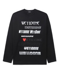 schwarzes bedrucktes Langarmshirt von We11done