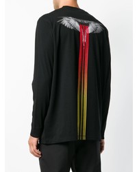 schwarzes bedrucktes Langarmshirt von Marcelo Burlon County of Milan