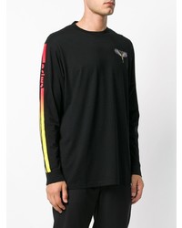 schwarzes bedrucktes Langarmshirt von Marcelo Burlon County of Milan