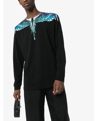 schwarzes bedrucktes Langarmshirt von Marcelo Burlon County of Milan