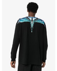 schwarzes bedrucktes Langarmshirt von Marcelo Burlon County of Milan