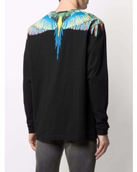 schwarzes bedrucktes Langarmshirt von Marcelo Burlon County of Milan