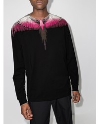 schwarzes bedrucktes Langarmshirt von Marcelo Burlon County of Milan