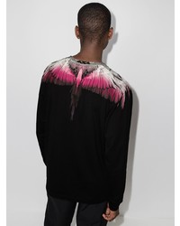 schwarzes bedrucktes Langarmshirt von Marcelo Burlon County of Milan